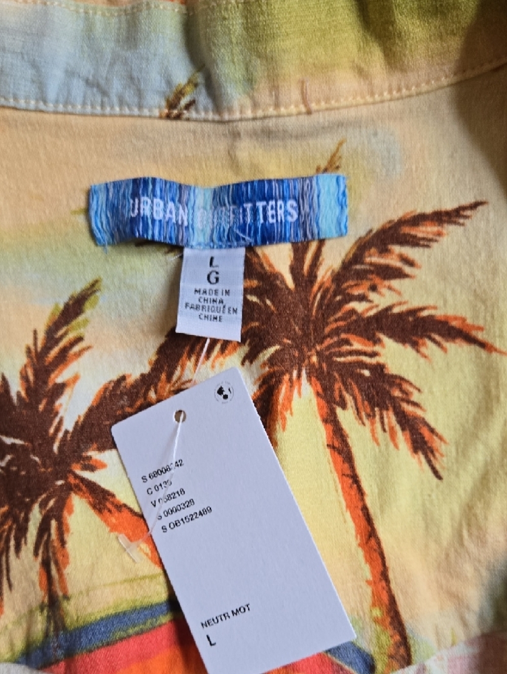 Urban Outfitters Yellow Tropical Zip Front Dress Nwt Sz L Linen Stretch - Picture 3 of 6